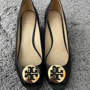 Tory Burch.  Clair open toe wedge.